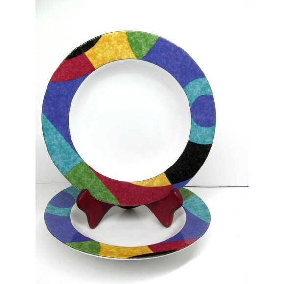 Mikasa California Currents 8.5" Rimmed Soup Bowls  Set of 2 - Picture 1 of 10